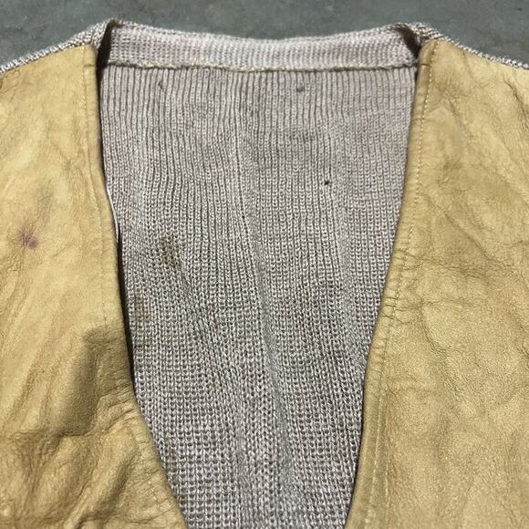 Vintage 30s Suede Knit Suit Hunting Workwear Vest - Picture 3 of 4